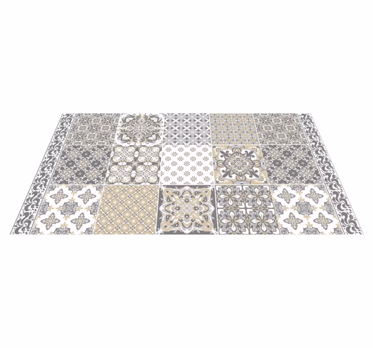 Tapis vinyle vintage carreaux de ciment gris - TenStickers