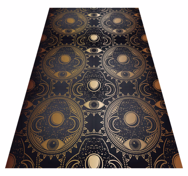 Tapis vinyle mandala motif noir céleste - TenStickers