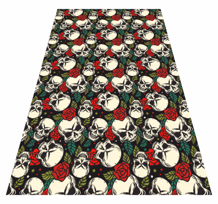 Tapis vinyle halloween motif crâne et rose - TenStickers