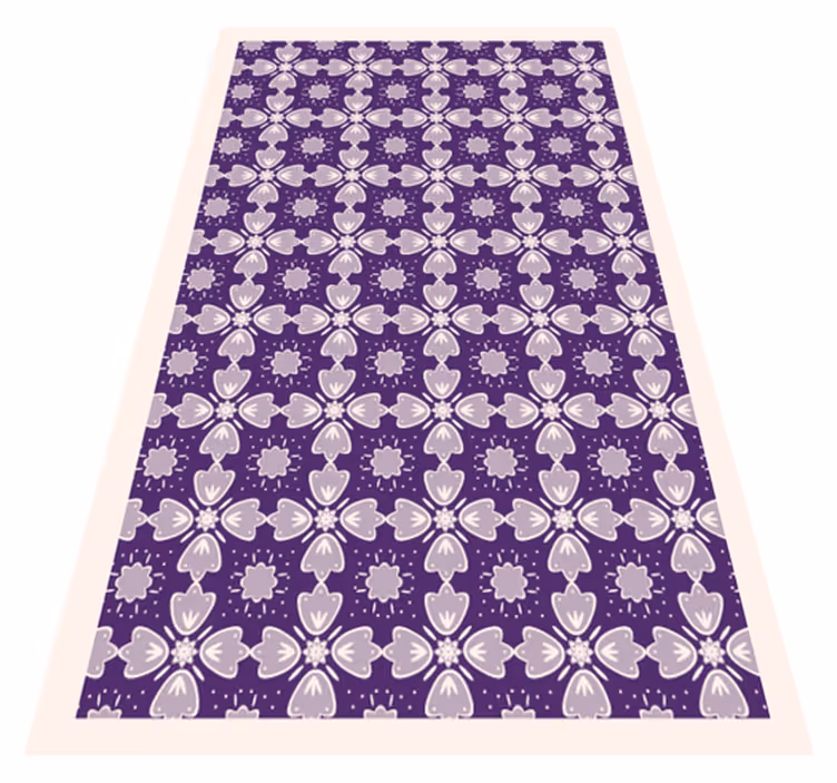 Tapis vinyle fleurs et plantes design carreaux violets - TenStickers
