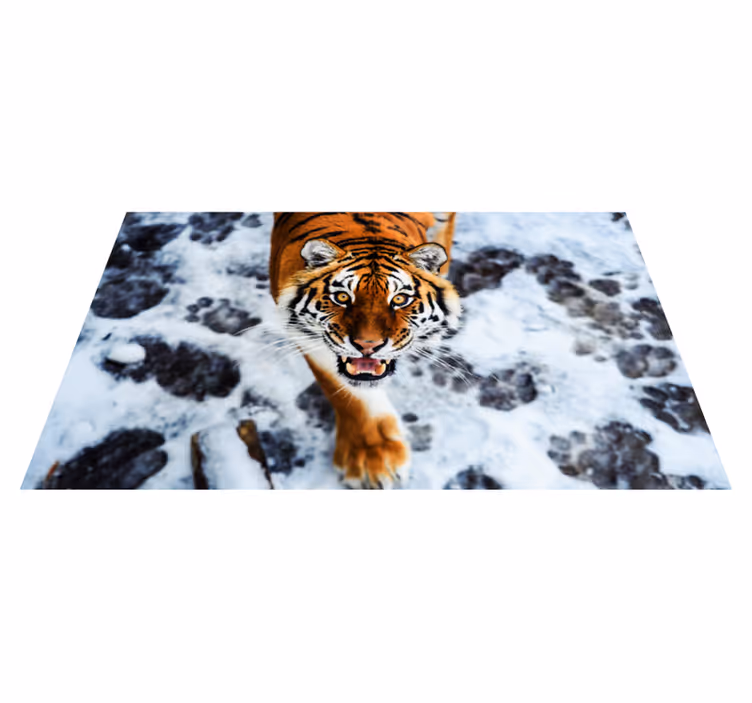 Tapis vinyle animal Tigre féroce animal - TenStickers