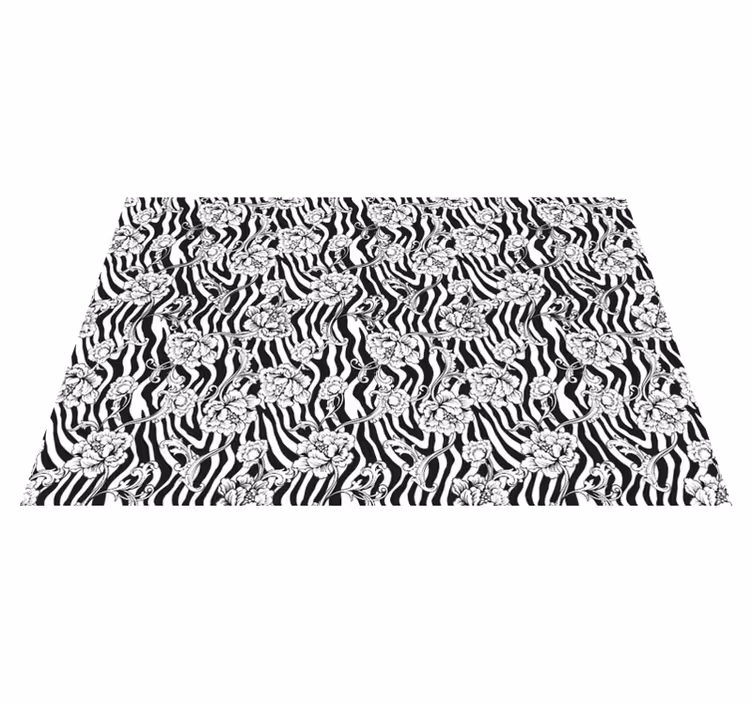 Tapis vinyle animal motif zèbre floral - TenStickers