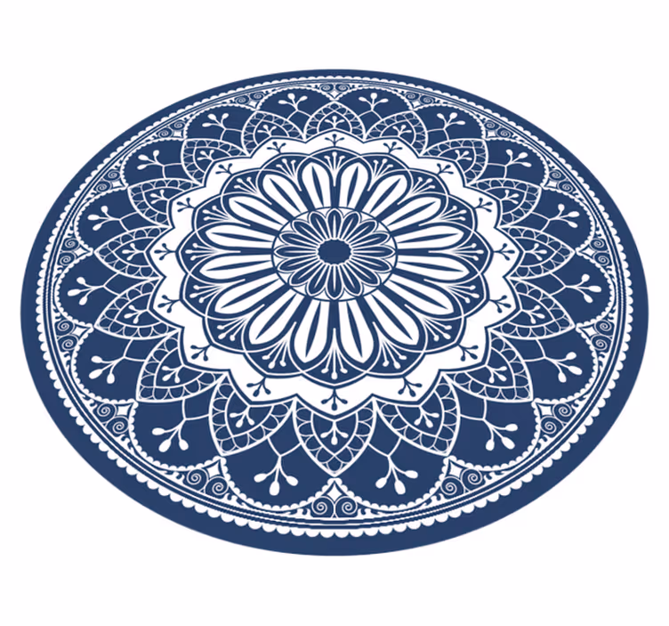 tapis vinyle chambre Mandala bleu circulaire - TenStickers