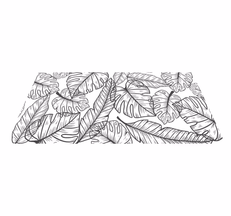 tapis vinyle chambre Contour de grandes feuilles - TenStickers