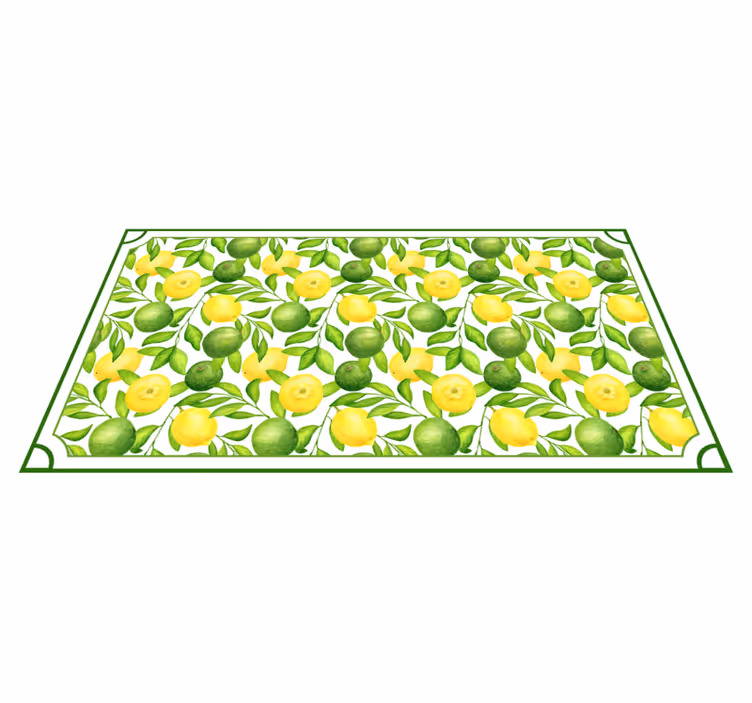 Tapis vinyle cuisine motif citrons jaunes verts - TenStickers