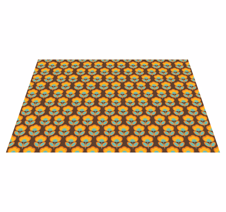 Tapis vinyle fleurs et plantes design marron vintage - TenStickers