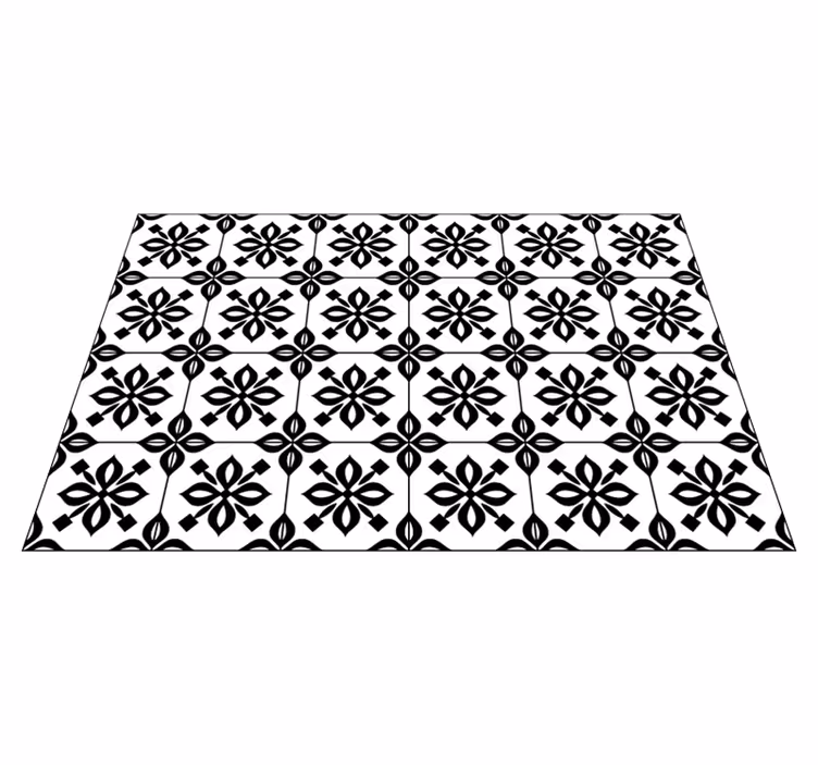 Tapis vinyle carreaux de ciment mandala noir et blanc - TenStickers