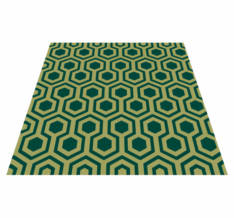Tapis vinyle géométrique éléments verts hexagonaux - TenStickers