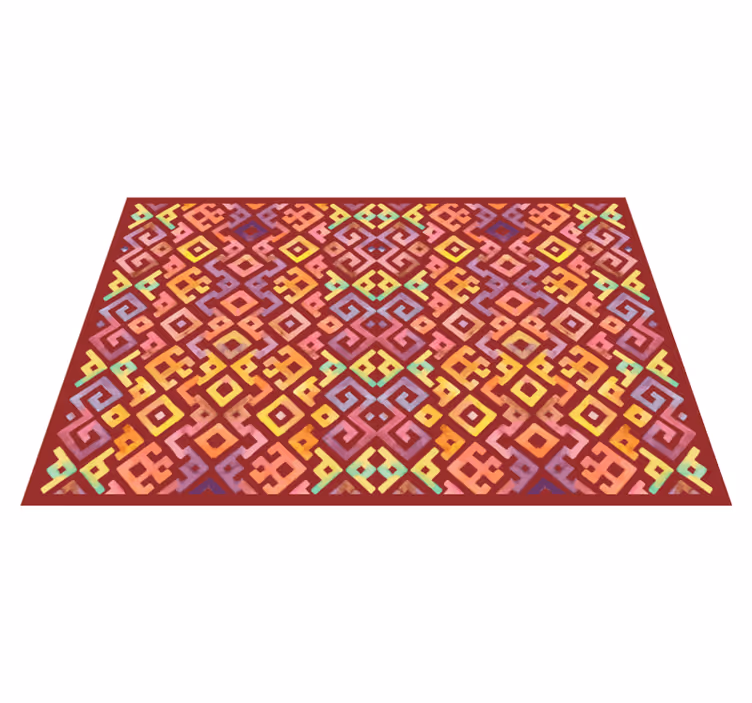 Tapis vinyle carreaux de ciment motif géométrique coloré - TenStickers