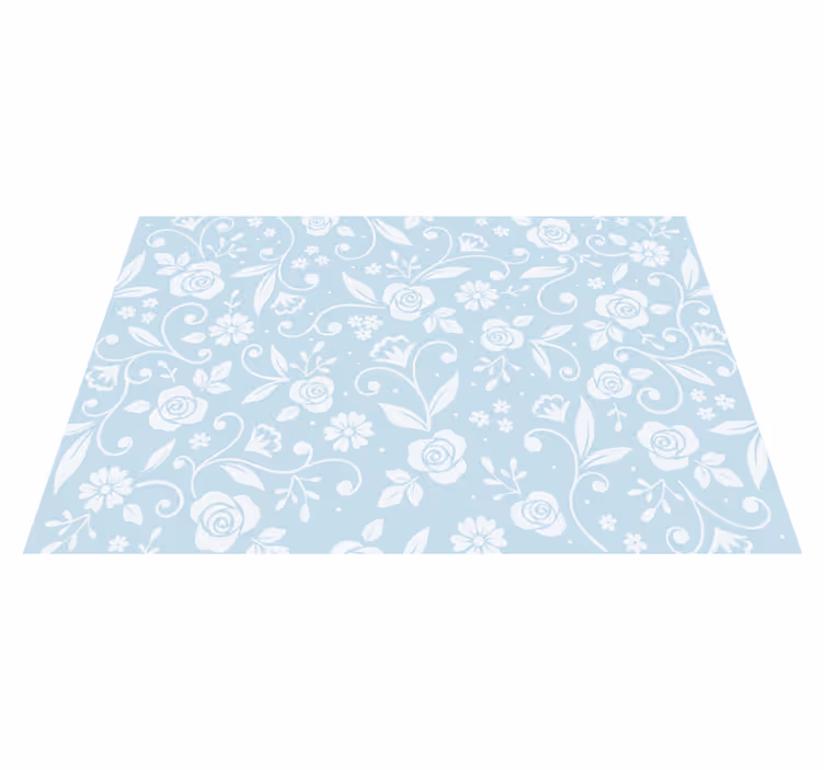 Tapis vinyle fleurs et plantes motif floral bleu - TenStickers