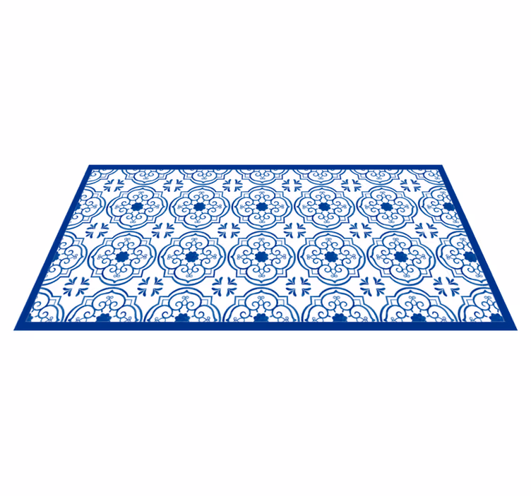 Tapis vinyle salle de bain carreaux bleus classiques - TenStickers