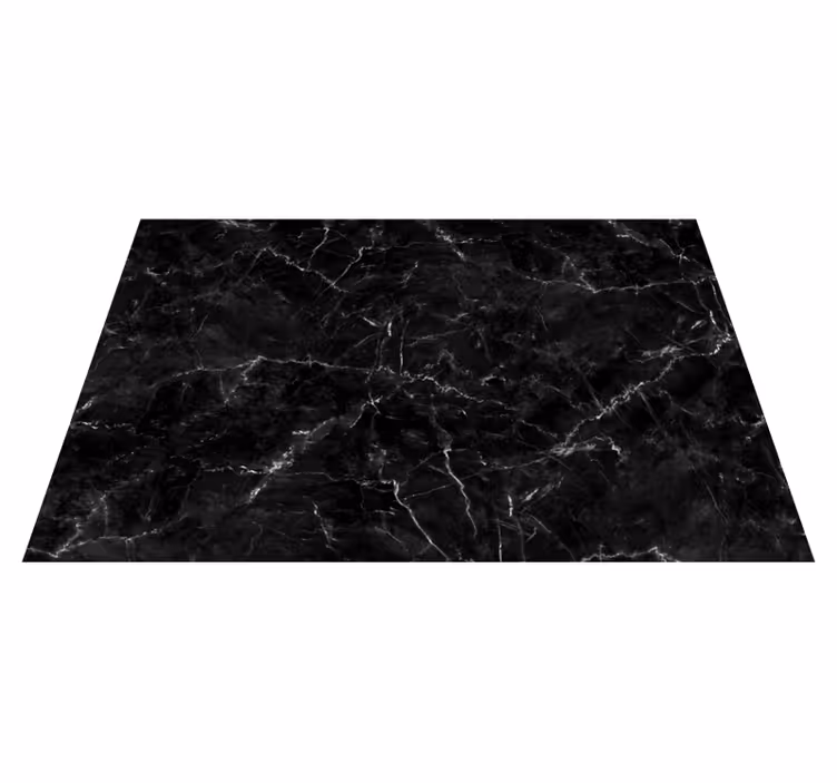 Tapis vinyle cuisine en marbre noir - TenStickers