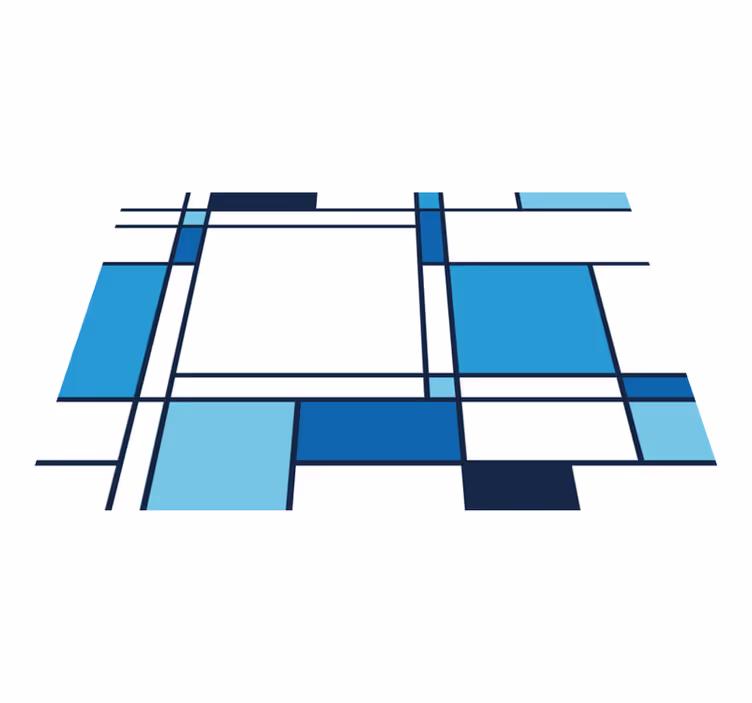 Tapis vinyle design moderne motif géométrique bleu - TenStickers