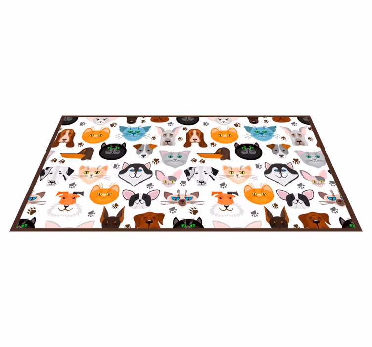 Tapis vinyle animal Chien et chats - TenStickers