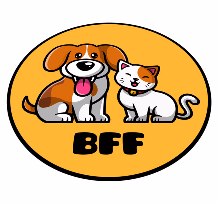 Tapis vinyle animal Dessin animé mignon chat et chien - TenStickers