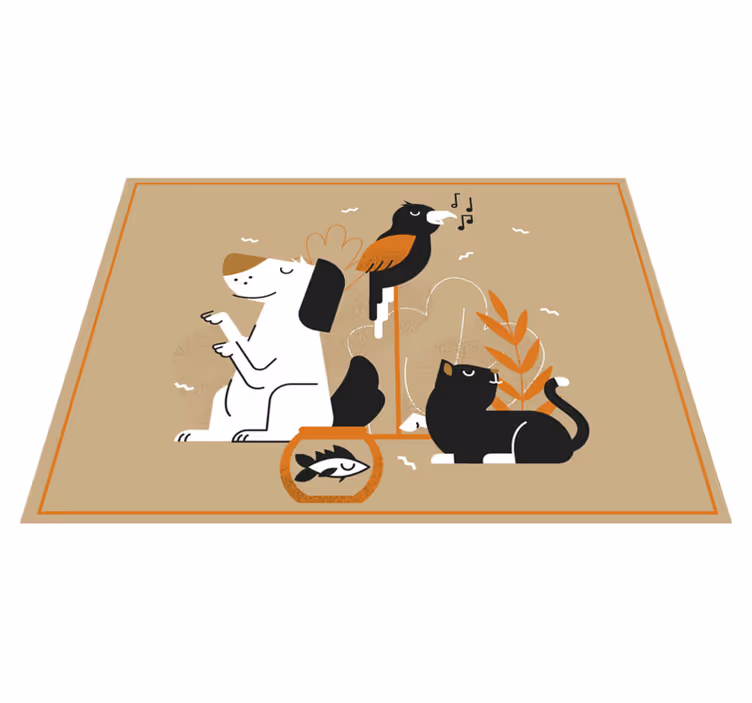 Tapis vinyle animal illustration beige pour animaux - TenStickers