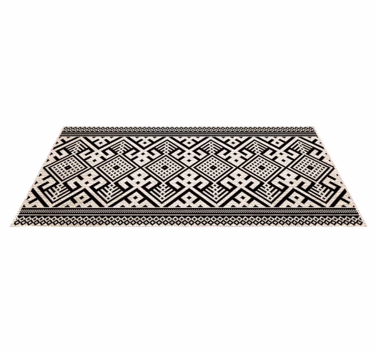 Tapis vinyle ethnique Damalia noir et blanc - TenStickers