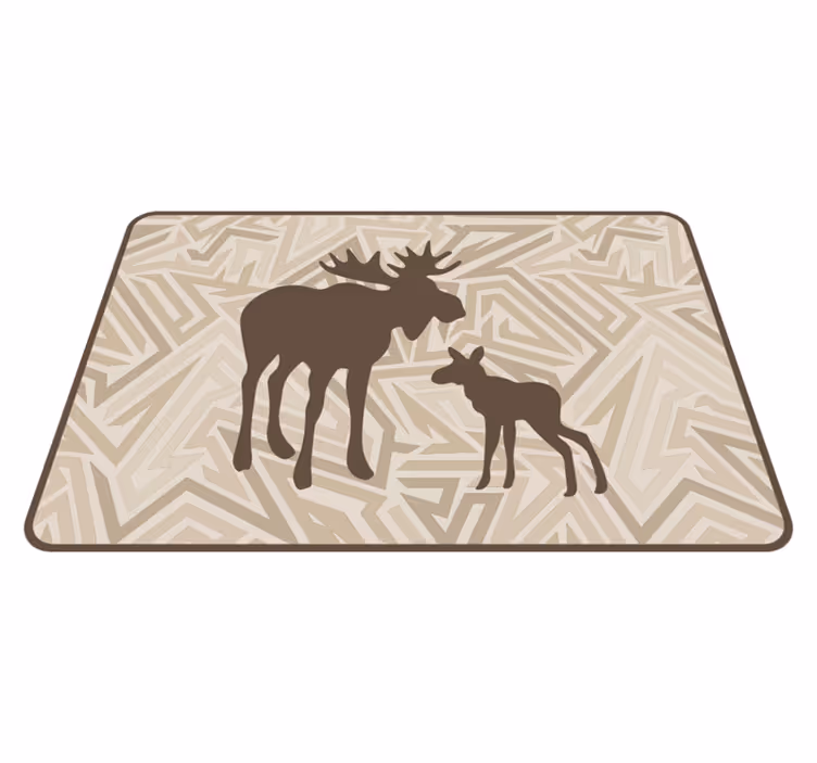 Tapis vinyle ethnique Silhouette orignal et veau - TenStickers