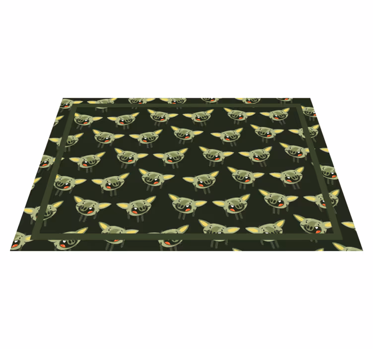 Tapis vinyle pour enfants visages de monstres verts - TenStickers