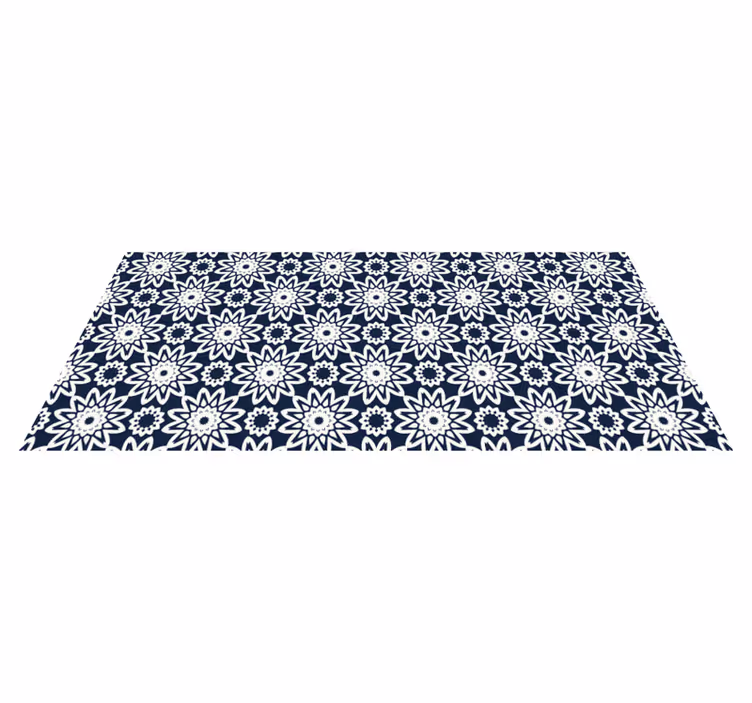 Tapis vinyle cuisine motif floral bleu marine - TenStickers