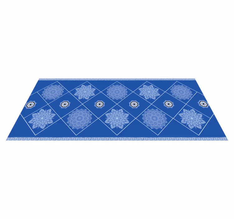 Tapis vinyle salle de bain éléments floraux bleus - TenStickers