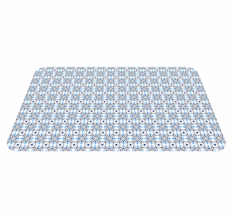 Tapis vinyle Patchwork carreaux gris et bleus - TenStickers