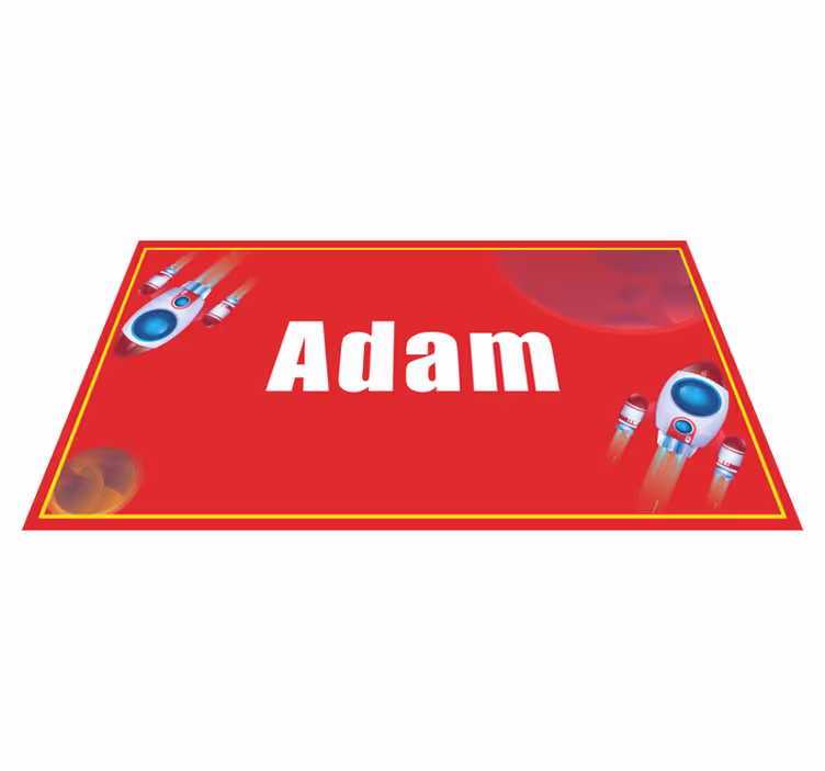 Tapis vinyle personnalisé fusées sur fond rouge - TenStickers