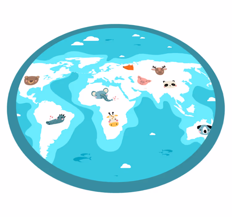 Tapis vinyle autres tapis carte mondiale des animaux - TenStickers