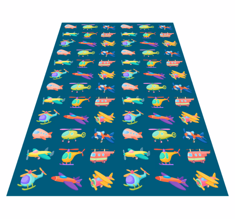 Tapis vinyle pour enfants Avions et avions colorés pour enfants - TenStickers