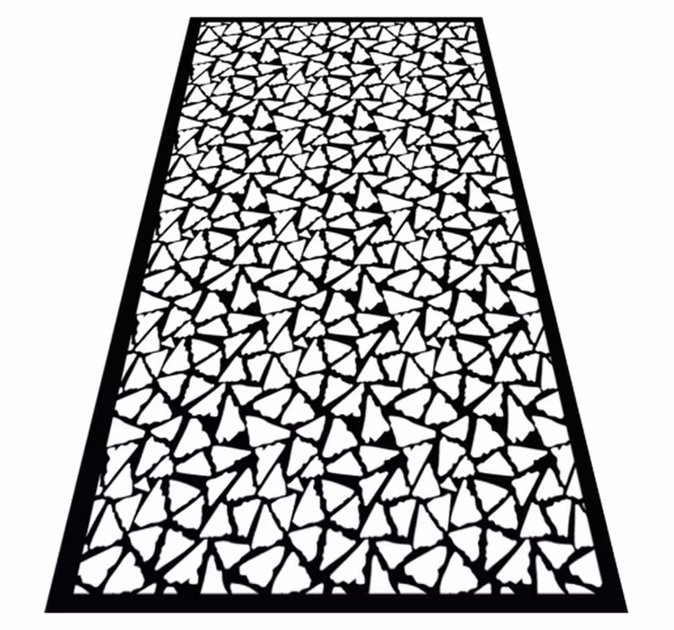 Tapis vinyle geometrique Cuisine nordique triangles noir et blanc - TenStickers