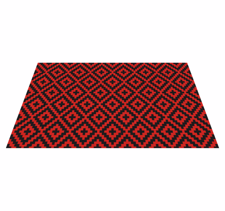 Tapis vinyle effet carrés rouge foncé et noir - TenStickers
