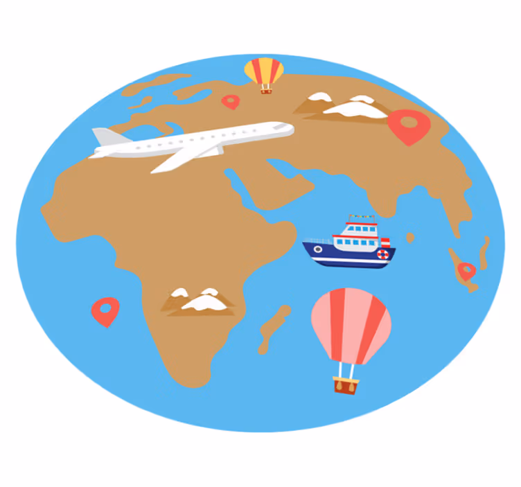 Tapis vinyle carte du monde aventure inspirée du voyage - TenStickers