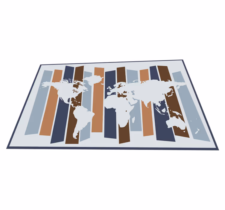 Tapis vinyle carte du monde motif à rayures abstraites - TenStickers