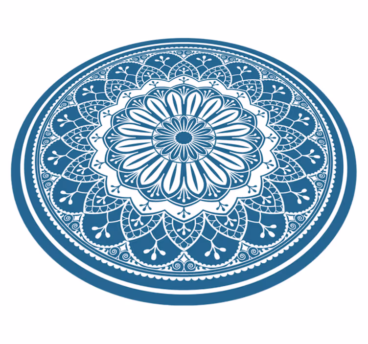 Tapis vinyle mandala Grand mandala sur bleu - TenStickers
