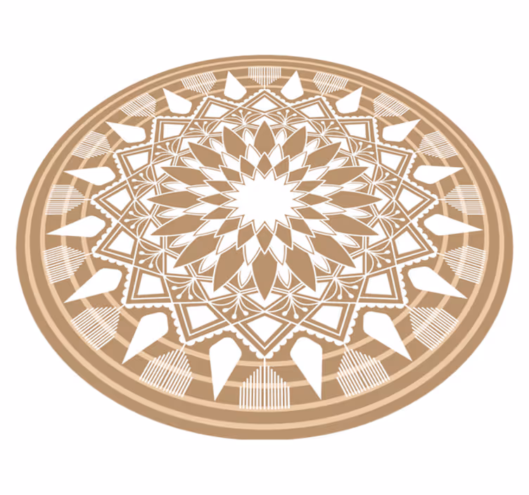 Tapis vinyle mandala Circulaire grand mandala naturel - TenStickers