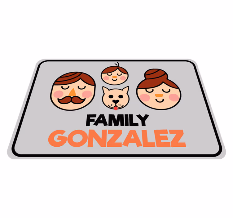 Tapis vinyle avec nom Noms avec la famille et le chien. - TenStickers