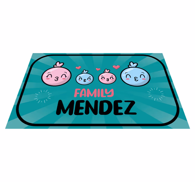 Tapis vinyle entrée ballons d'eau avec nom de famille - TenStickers