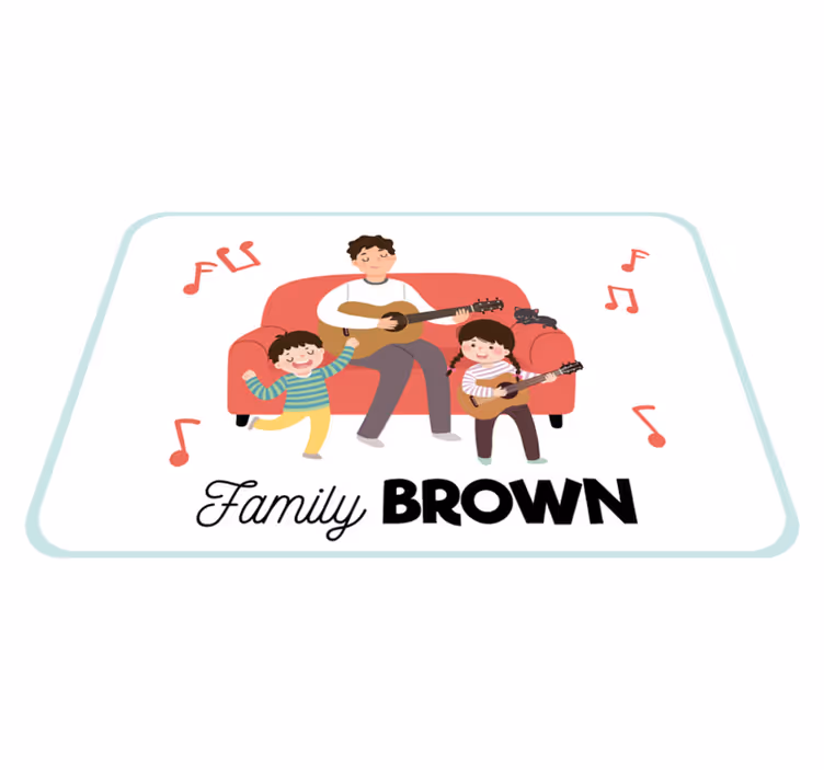 Tapis vinyle avec nom Famille de musiciens - TenStickers