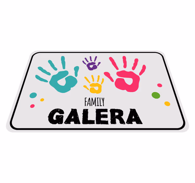 Tapis vinyle entrée empreintes de mains avec nom de famille - TenStickers