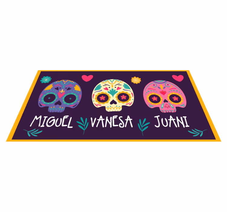 Tapis vinyle entrée crânes colorés personnalisés - TenStickers