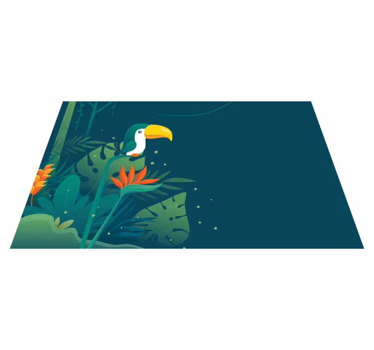 Tapis vinyle avec nom Oiseau toucan - TenStickers