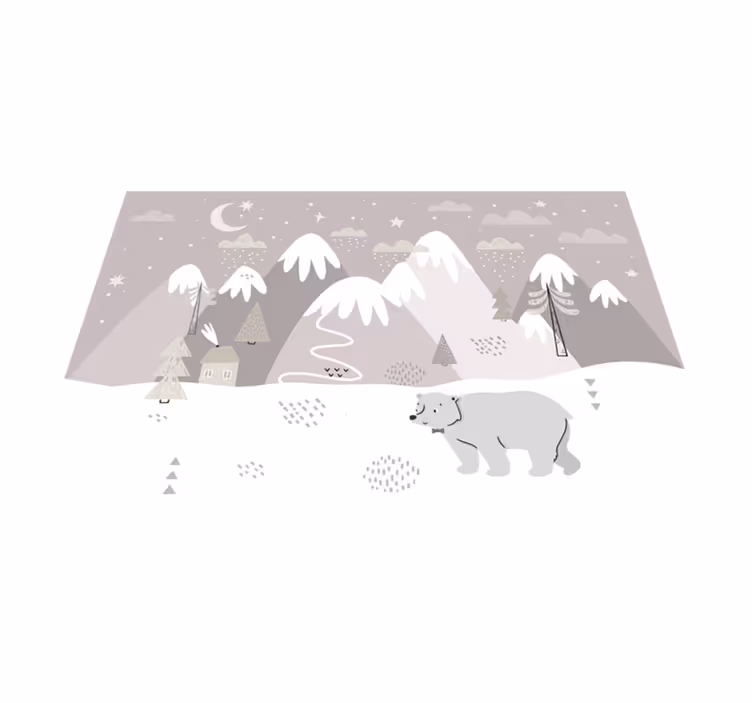 Tapis vinyle chambre bebe Montagnes nordiques grises - TenStickers