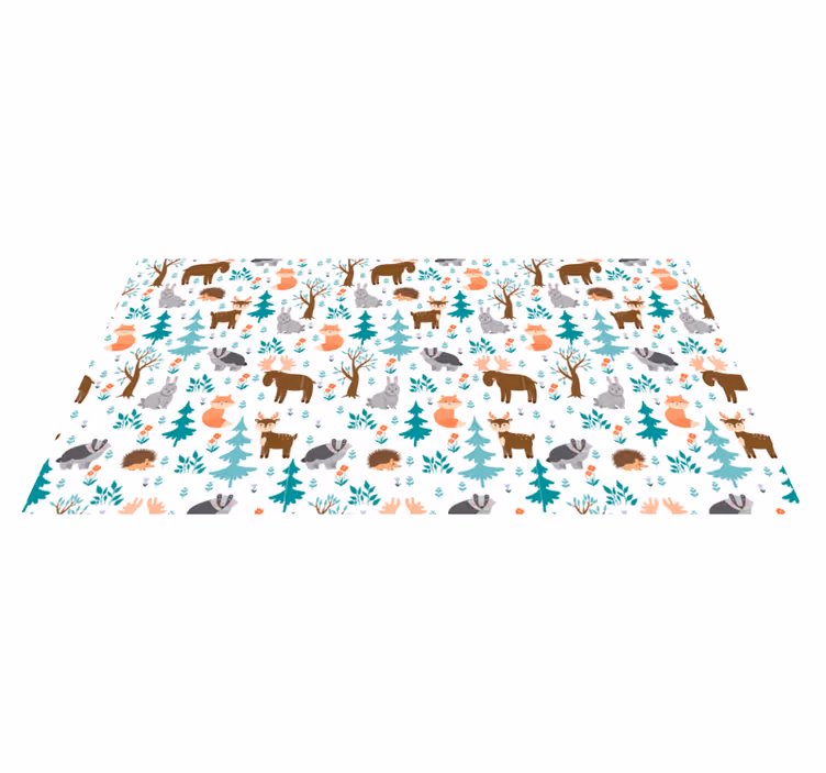 Tapis vinyle chambre bebe Animaux de la forêt jouant - TenStickers