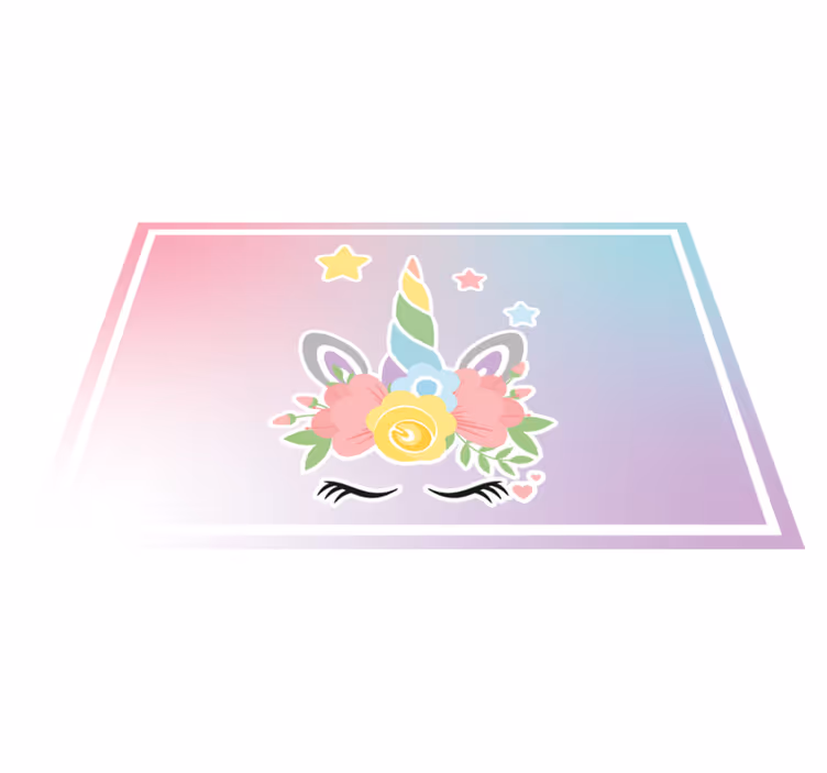 Tapis vinyle chambre bebe Licorne avec des fleurs - TenStickers