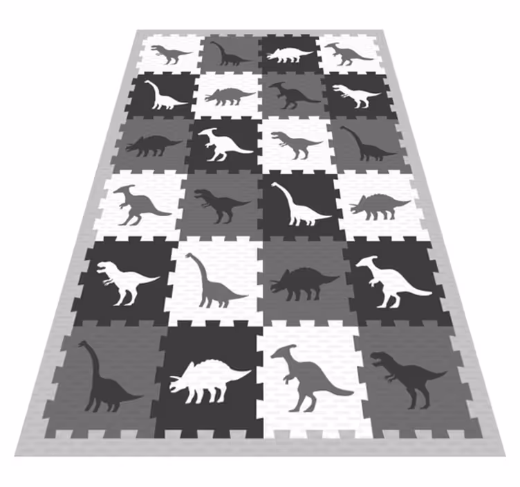 Tapis vinyle chambre bebe Puzzle animal gris - TenStickers