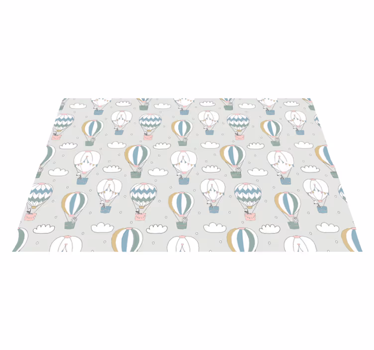 Tapis vinyle chambre bebe Fête des animaux en montgolfière - TenStickers