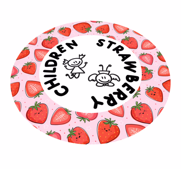 Tapis vinyle cuisine fraise et enfants - TenStickers