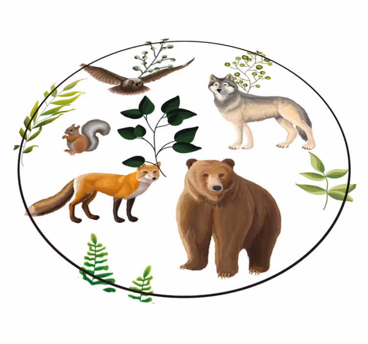 Tapis vinyle animal Conception de plusieurs animaux - TenStickers