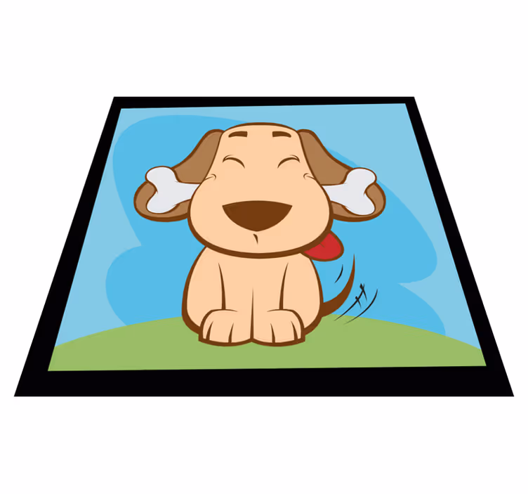 Tapis vinyle animal chien heureux avec os - TenStickers