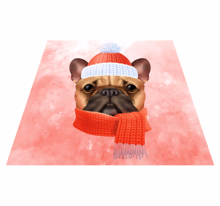 Tapis vinyle animal bouledogue français hiver - TenStickers